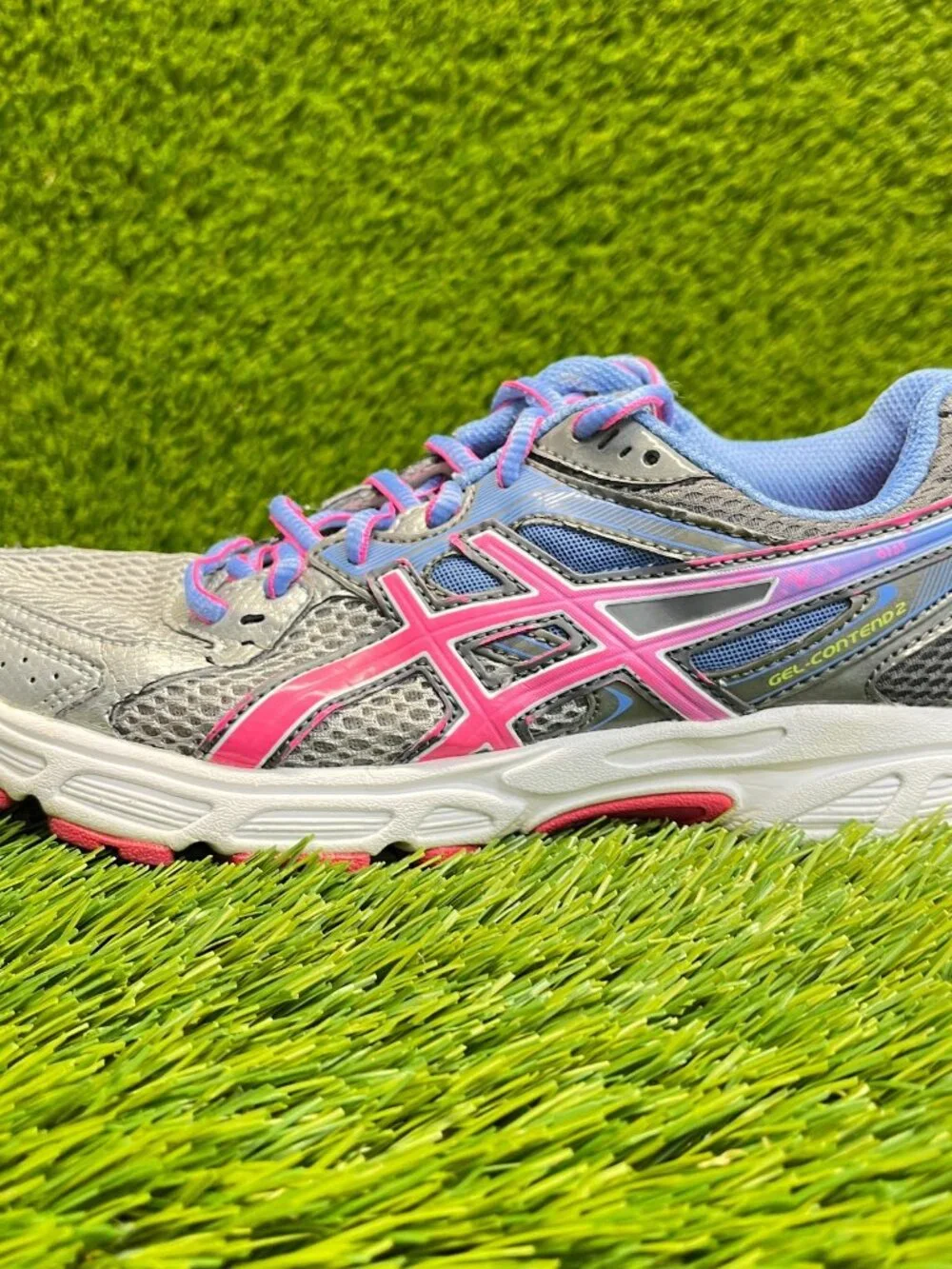 Asics Gel-Contend 2 Womens Size 6.5 Gray Pink Athletic Running‎ Shoes Sneakers
